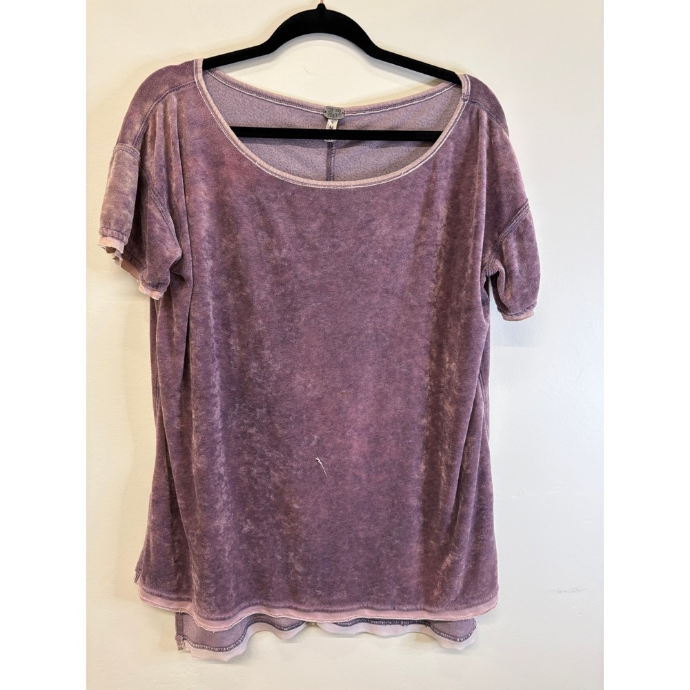 We The Free People Mens Purple Burnout Terry Cloth T-Shirt Y2K Athleisure M